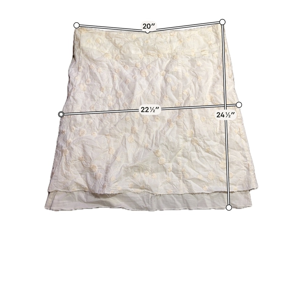 HM Cream Floral Eyelet Embroidered Mini Skirt Size 12 Boho Cottagecore Tiered - Picture 3 of 5